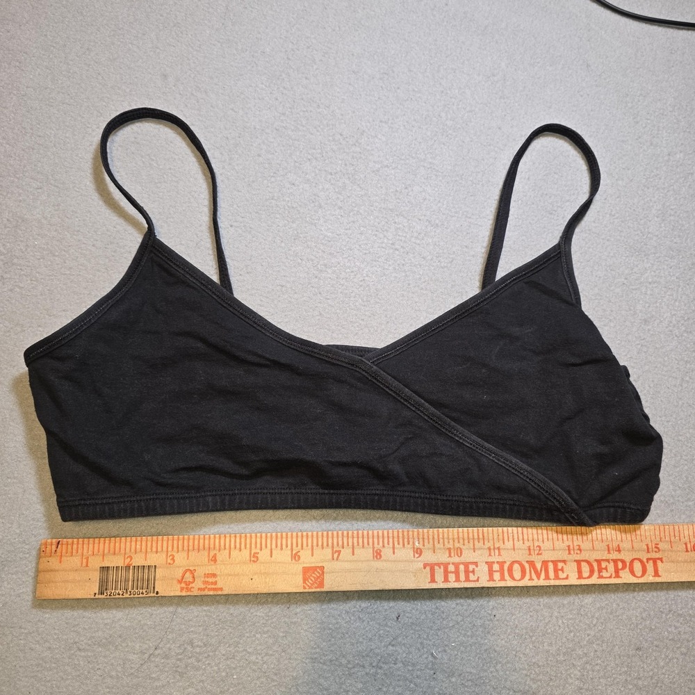 Fruit of the Loom Bralette Bra 40 Black Cotton Wrap Spaghetti Strap